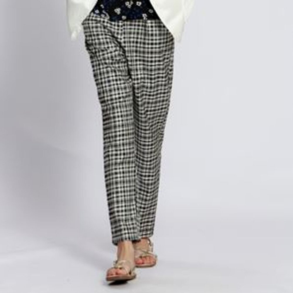 THE KORNER NWT Plaid Women's Pants Size 4 Beige & Black